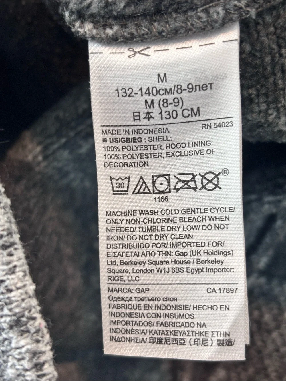 GAP Kids Black & Gray Plaid Zip Hoodie